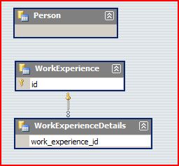 How a basic person with work experience might look as a DataSet. Note: You do not need to specify any attributes except the primary and foreign keys!